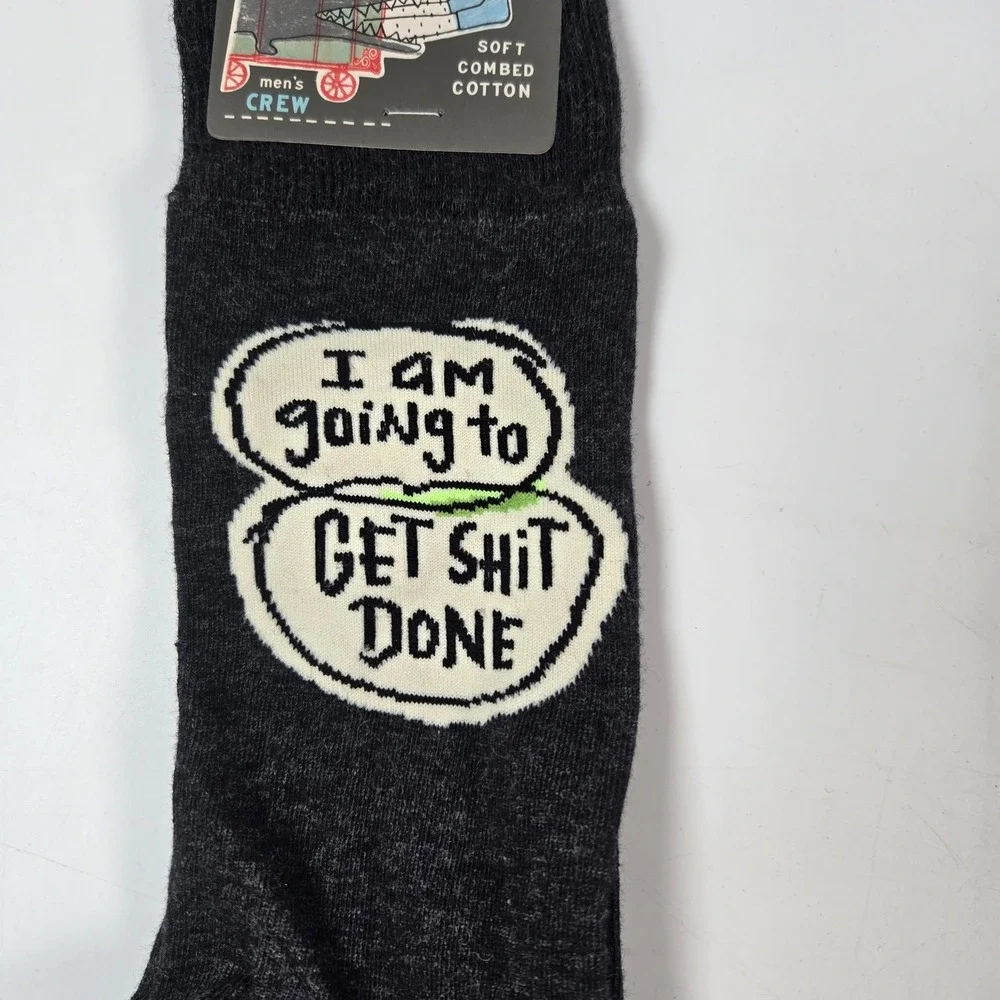 Blue Q Get Sh*t Done Later Mens 7-12 Gray Novelty Funny Gag Gift Crew Socks NEW